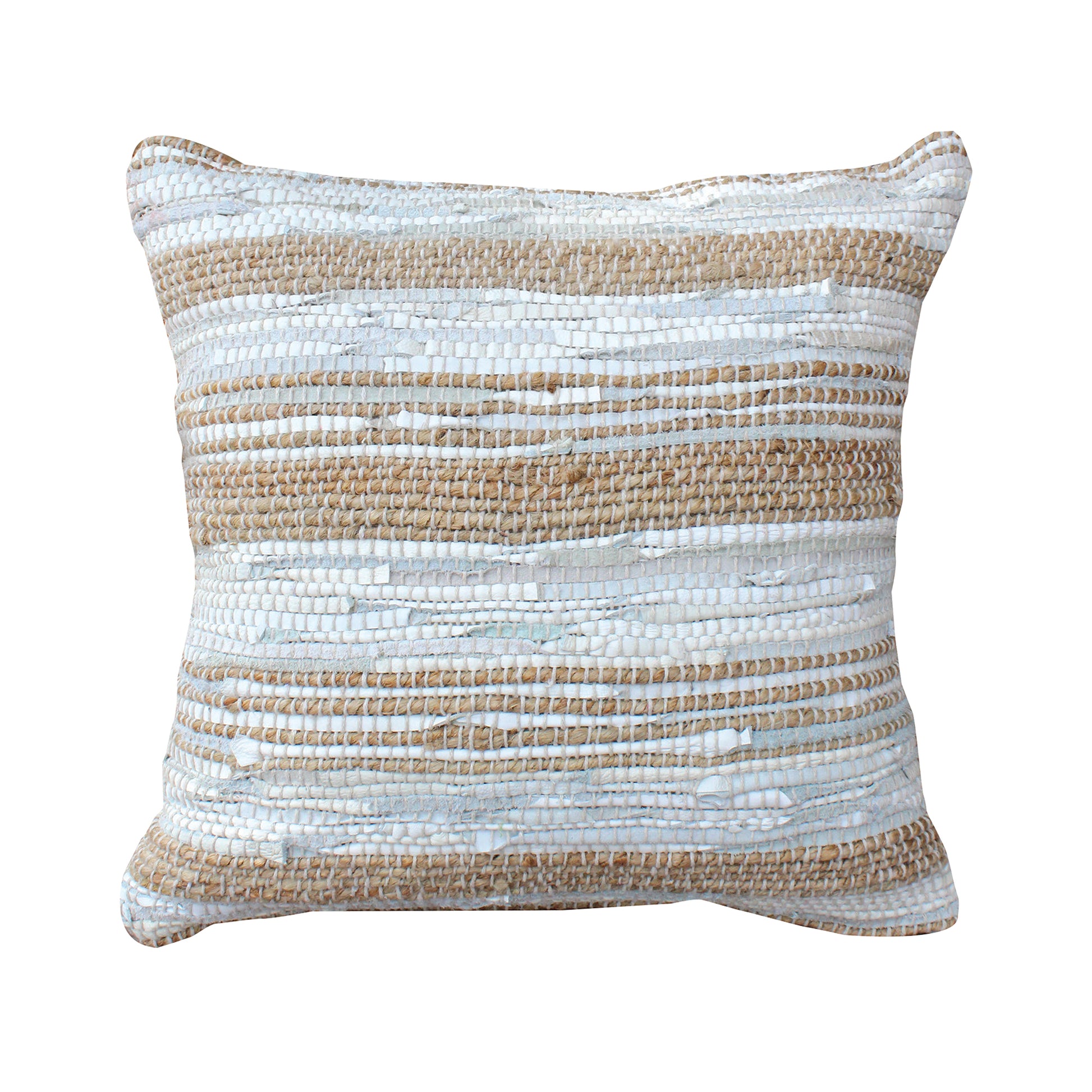 Amela Pillow, Hemp, Leather, Natural White, Natural, Pitloom, Flat Weave