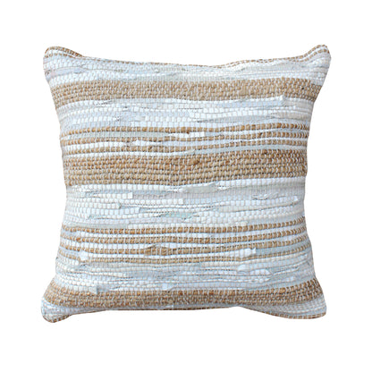Amela Pillow, Hemp, Leather, Natural White, Natural, Pitloom, Flat Weave
