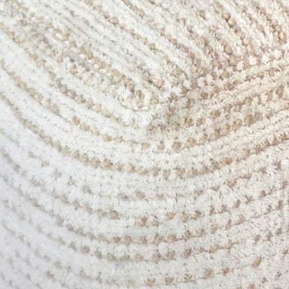 Amorica Pouf, Wool, Beige, Hand woven, Cut And Loop