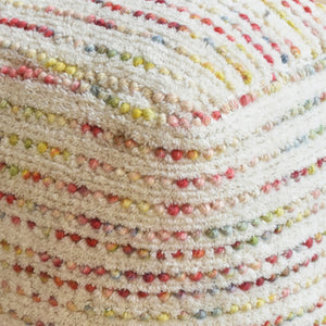 Amorica Pouf, Wool, Multi, Hand woven, Cut And Loop
