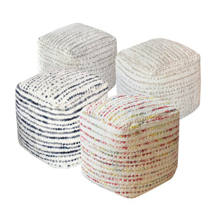 Amorica Pouf, Wool, Hand woven, Cut And Loop