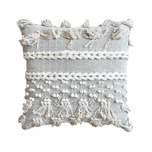Andria Pillow, Cotton Rag, Natural White, Charcoal, Pitloom, All Loop