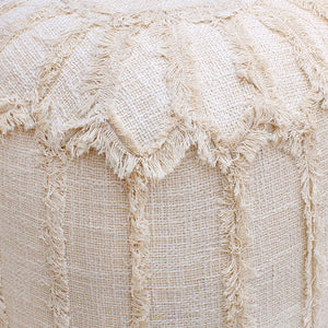 Arboga Pouf, Cotton, Natural White, Hm Stitching, Flat Weave