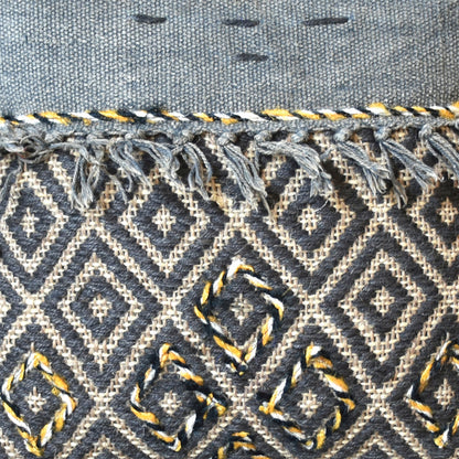 Arras Pillow, Cotton, Polyester, Wool, Grey, Natural, Yellow