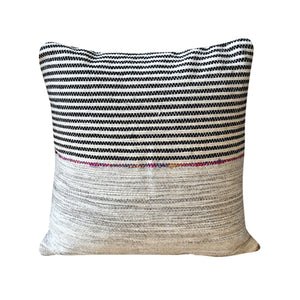 Arta Pillow , Hemp, Wool, Recycled Fabric, Natural, Charcoal, Multi, Pitloom / All Loop