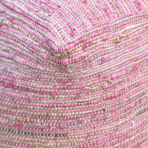 Arya Pouf, Hemp, Recycled Fabric, Bubble Gum, Pitloom, Flat Weave