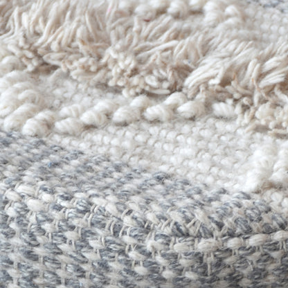 Atari Round Stool, Wool, Natural, Pitloom, Cut And Loop