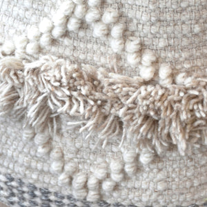 Atari Round Stool, Wool, Natural, Pitloom, Cut And Loop