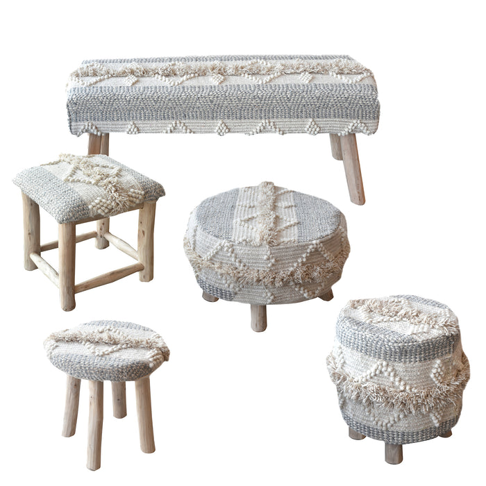 ATARI ROUND STOOL - WOOL