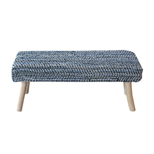 Atlas Bench, Denim, Leather, Blue, Pitloom, Flat Weave