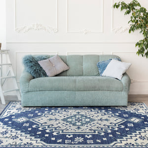 Area Rug, Bedroom Rug, Living Room Rug, Living Area Rug, Indian Rug, Office Carpet, Office Rug, Shop Rug Online, Wool, Blue, Natural White, Intricate