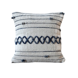 Austral Pillow, Wool, Natural White, Navy, Pitloom, All Loop
