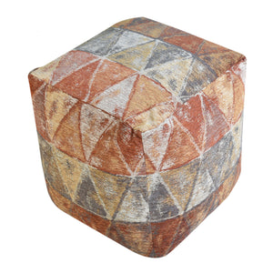 Avior Pouf, Acrylic, Polyester, Rust, Beige, Multi, 
