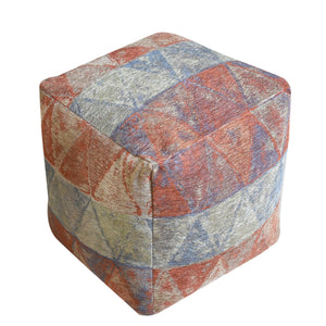 Avior Pouf, Acrylic, Polyester, Rust, Grey, Multi