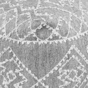 Badden Pouf, Wool, Viscose, Pet, Grey, Jaquard Durry, Flat Weave