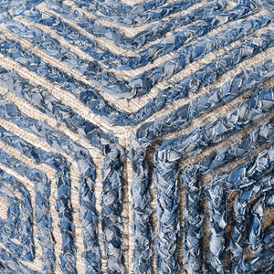 Ballsh Pouf, Denim, Blue, Hm Stitching, Flat Weave