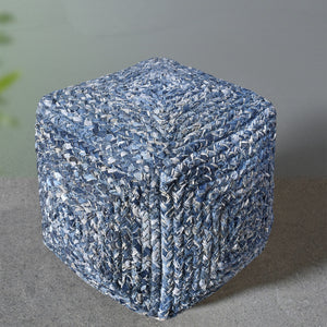 Ballsh Pouf, Denim, Blue, Hm Stitching, Flat Weave
