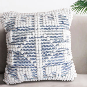 Belyovo Cushion, Denim, Wool, Natural White, Blue, Pitloom, All Loop