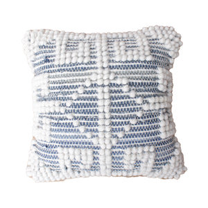 Belyovo Cushion, Denim, Wool, Natural White, Blue, Pitloom, All Loop