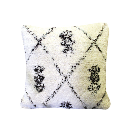 Betan Pillow, Cotton, Natural White, Charcoal