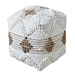 Beziers Pouf, Hemp, Wool, Natural White, Natural, Pitloom, All Loop