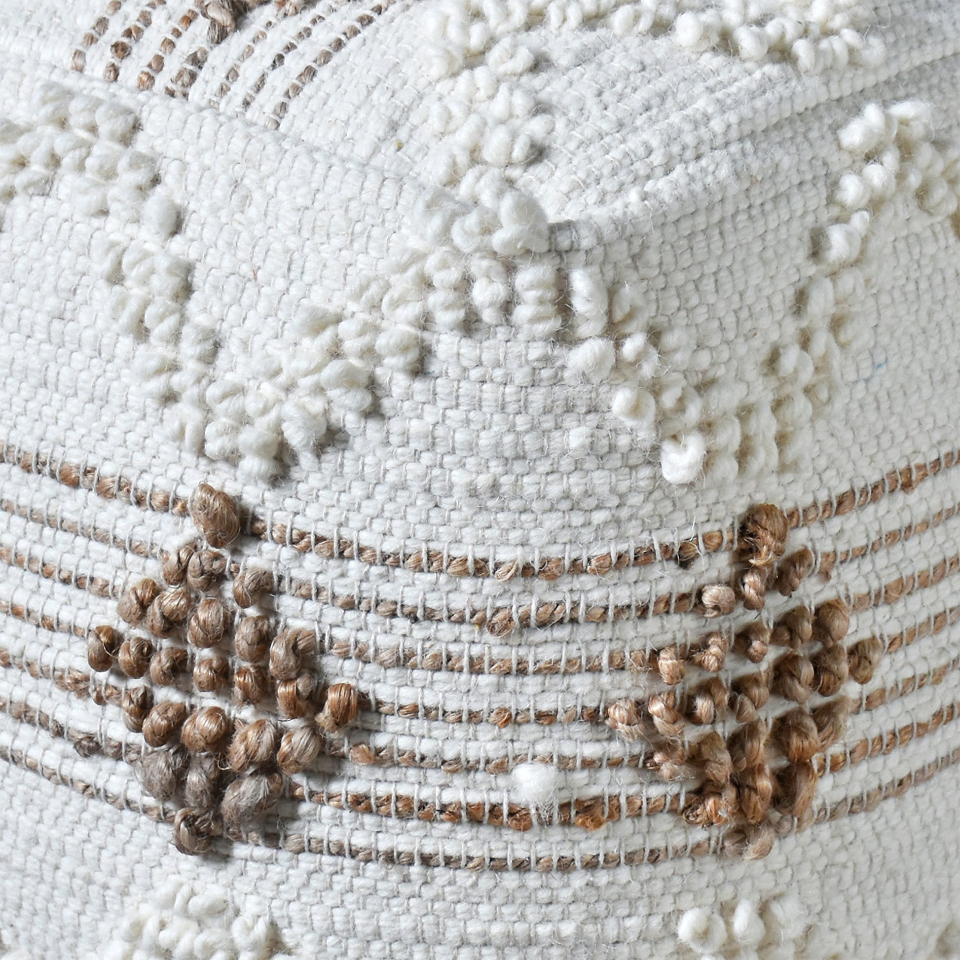 Beziers Pouf, Hemp, Wool, Natural White, Natural, Pitloom, All Loop