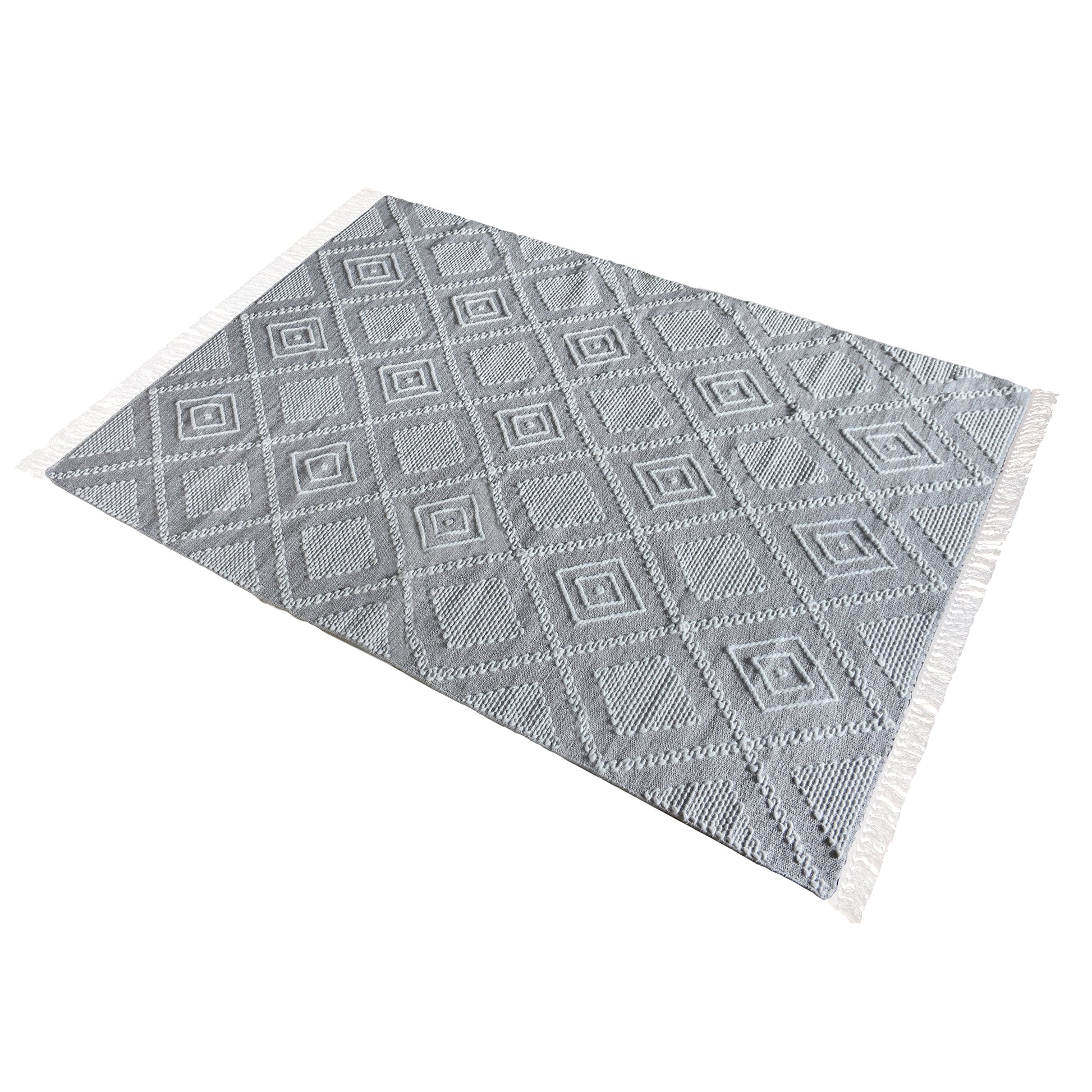Area Rug, Bedroom Rug, Living Room Rug, Living Area Rug, Indian Rug, Office Carpet, Office Rug, Shop Rug Online, Wool, Cotton, Grey, Natural White, Pitloom, Flat Weave, Geometrical