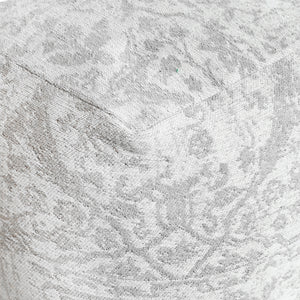 Bilbur Pouf, Cotton Chenille, Natural White, Grey, Jaquard Durry, Flat Weave