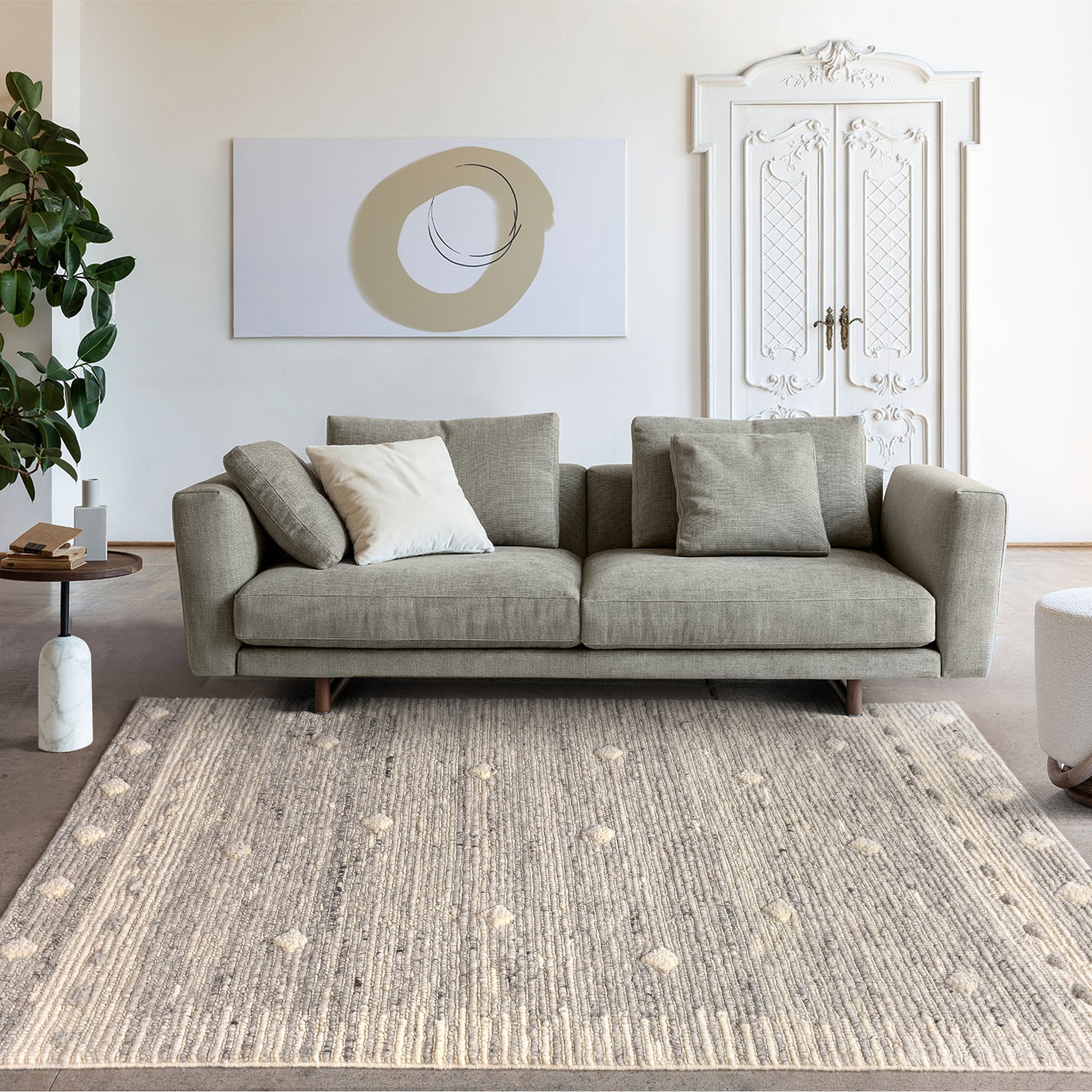Area Rug, Bedroom Rug, Living Room Rug, Living Area Rug, Indian Rug, Office Carpet, Office Rug, Shop Rug Online, Wool, Grey, Natural White, Punja, Cut And Loop, abstract 