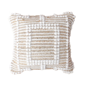 Borovo Cushion, Jute, Wool, Natural, Natural White, Pitloom, All Loop