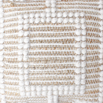 Borovo Cushion, Jute, Wool, Natural, Natural White, Pitloom, All Loop