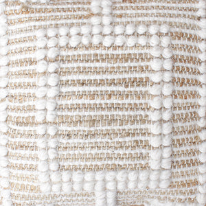Borovo Cushion, Jute, Wool, Natural, Natural White, Pitloom, All Loop
