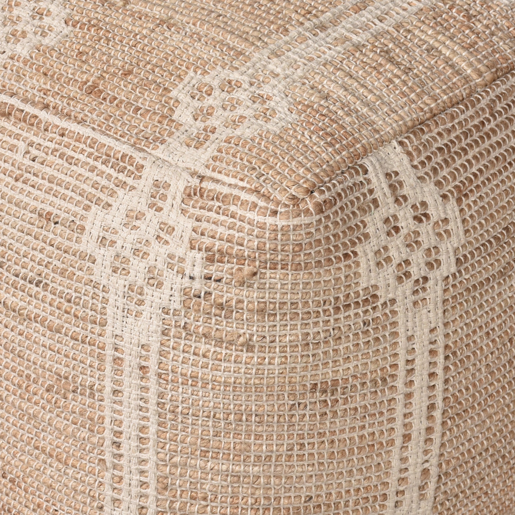 Bosho Pouf, Jute, Cotton, Natural, Natural White, Pitloom, Flat Weave