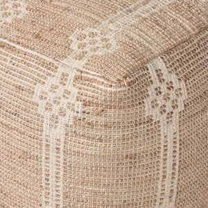 Bosho Pouf, Jute, Cotton, Natural, Natural White, Pitloom, Flat Weave