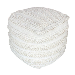 Brady Pouf, Wool, Ecru, Pitloom, All Loop