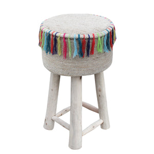 Bursa Bar Stool, Wool, Beige, Multi, Pitloom, Flat Weave