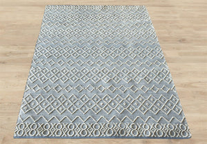 Area Rug, Bedroom Rug, Living Room Rug, Living Area Rug, Indian Rug, Office Carpet, Office Rug, Shop Rug Online, Wool, Blue, Natural White, Pitloom, All Loop, Geometrical