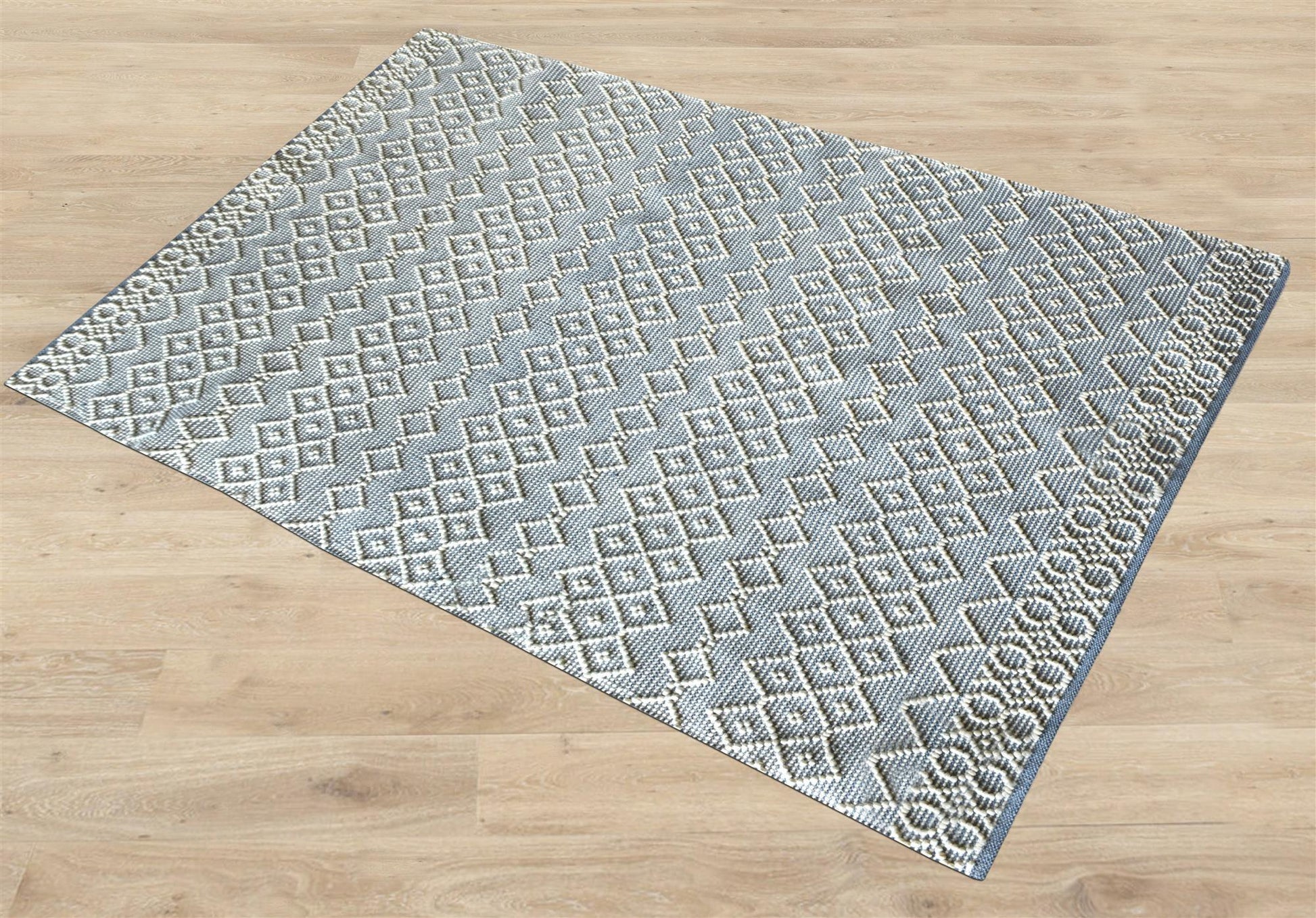 Area Rug, Bedroom Rug, Living Room Rug, Living Area Rug, Indian Rug, Office Carpet, Office Rug, Shop Rug Online, Wool, Blue, Natural White, Pitloom, All Loop, Geometrical