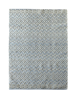 Area Rug, Bedroom Rug, Living Room Rug, Living Area Rug, Indian Rug, Office Carpet, Office Rug, Shop Rug Online, Wool, Blue, Natural White, Pitloom, All Loop, Geometrical