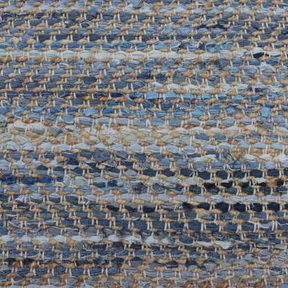 Area Rug, Bedroom Rug, Living Room Rug, Living Area Rug, Indian Rug, Office Carpet, Office Rug, Shop Rug Online, Recycled Denim Fabric, Hemp, Natural Blue, Pitloom, Flat Weave, Plain