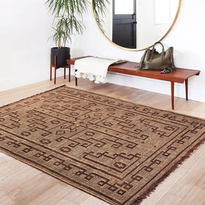 Area Rug, Bedroom Rug, Living Room Rug, Living Area Rug, Indian Rug, Office Carpet, Office Rug, Shop Rug Online, Hemp, Leather, Natural, Brown, Punja, Flat Weave, Modern