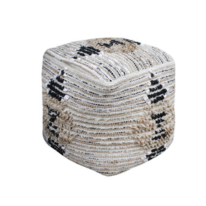 Caspia Pouf, Cotton, Jute, Natural, Pitloom, All Loop