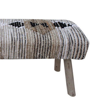 Caspia Bench, Cotton Rag, Jute, Cotton Salvage, Natural, Natural White, Pitloom, All Loop 