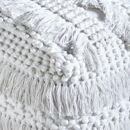 Cedura Pouf, Cotton, Viscose Rag, Natural White, Pitloom, All Loop