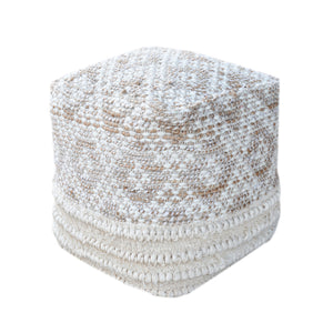 Cerezo Pouf, Cotton, Hemp, Wool, Natural White, Natural, Pitloom, All Loop