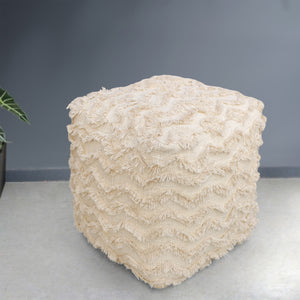 Chorio Pouf, Cotton, Natural White, Hm Stitching, Flat Weave