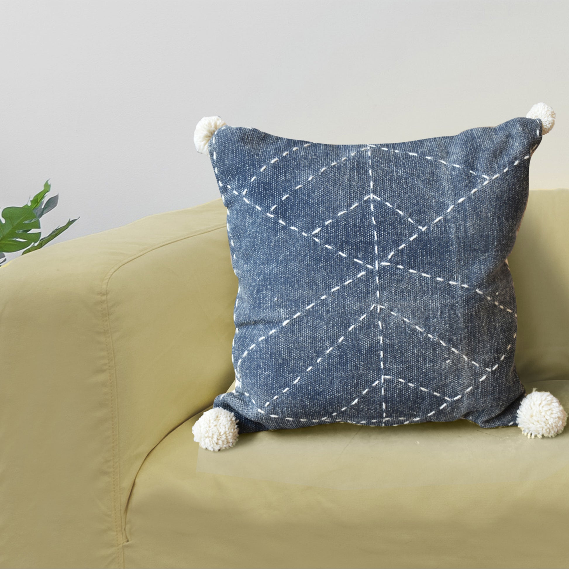 Cinnam Pillow, Cotton, Printed, Wool, Dark Grey, Pitloom, Flat Weave