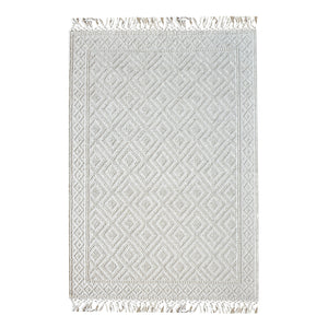 Area Rug, Bedroom Rug, Living Room Rug, Living Area Rug, Indian Rug, Office Carpet, Office Rug, Shop Rug Online, Wool, Viscose Mix, Natural White, Pitloom, All Loop, Geometrical