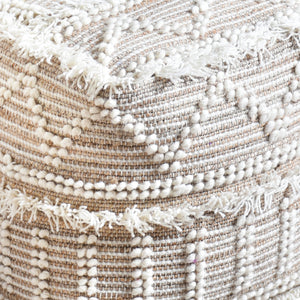 Constanza Pouf, Wool, Hemp, Natural, Natural White, Pitloom, All Cut