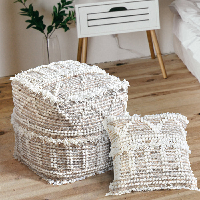 CONSTANZA POUF - WOOL/ HEMP